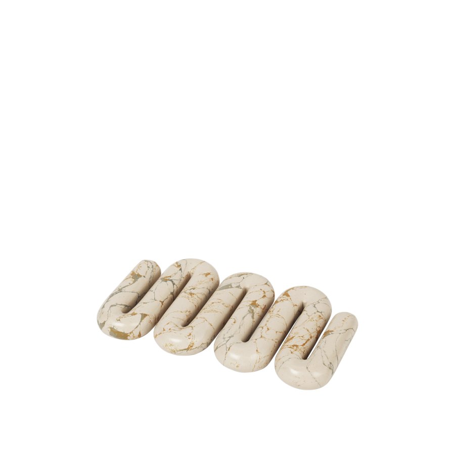 BROSTE COPENHAGEN Orla bordskner - hvid og tawny olive gul marmor komposit