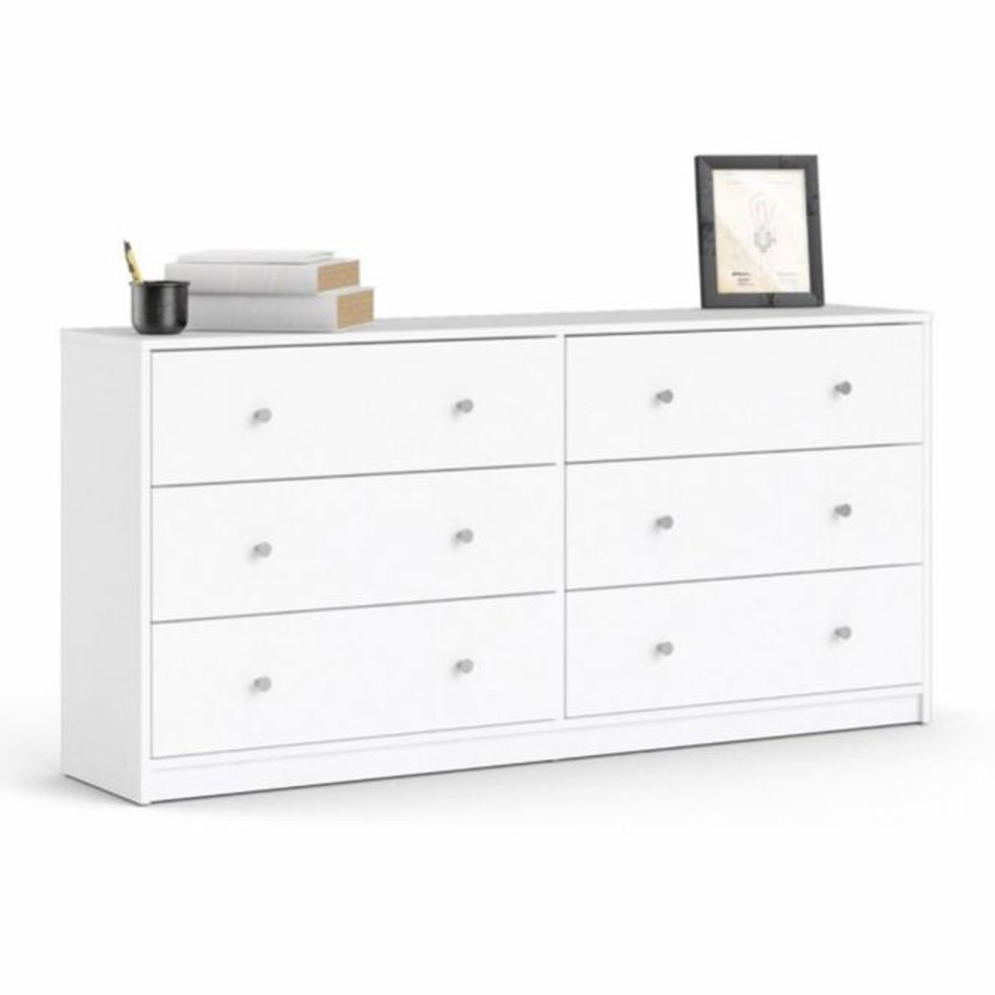 TVILUM May dobbelt kommode, m. 6 skuffer - hvid folie og plastik