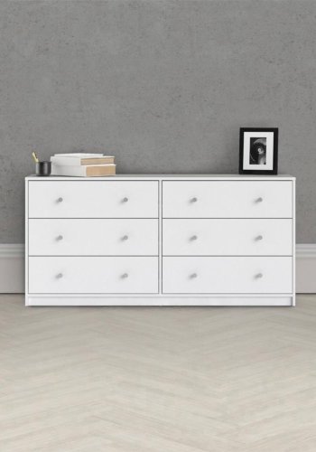 TVILUM May dobbelt kommode, m. 6 skuffer - hvid folie og plastik