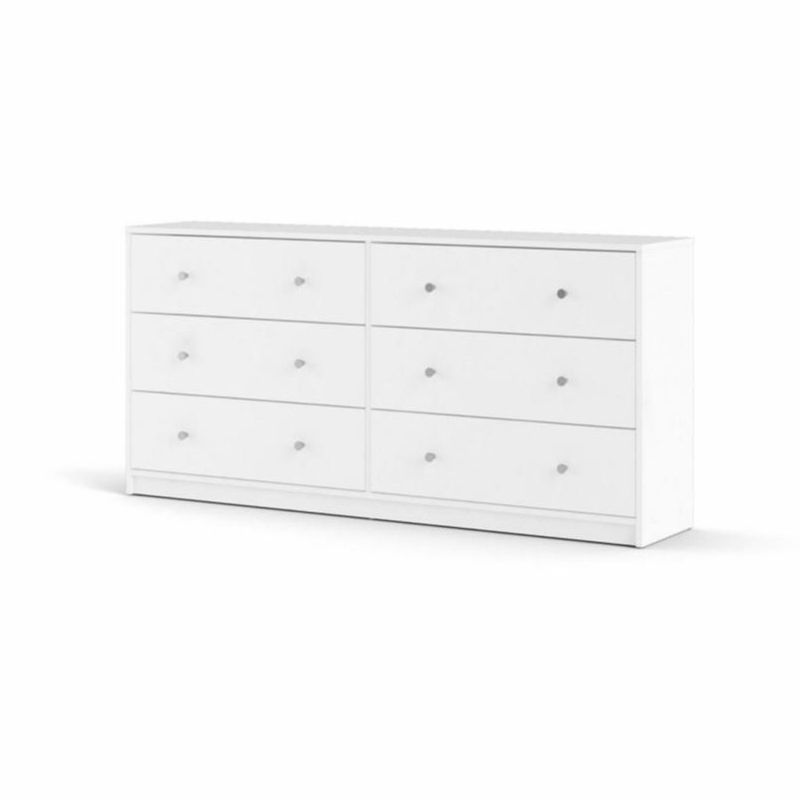 TVILUM May dobbelt kommode, m. 6 skuffer - hvid folie og plastik