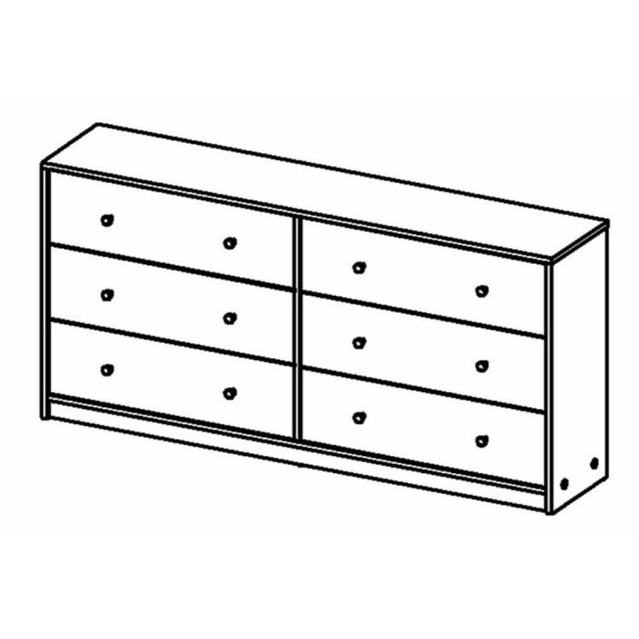 TVILUM May dobbelt kommode, m. 6 skuffer - hvid folie og plastik