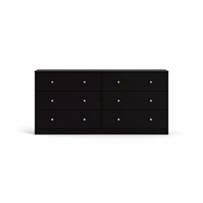 TVILUM May dobbelt kommode, m. 6 skuffer - sort folie og plastik