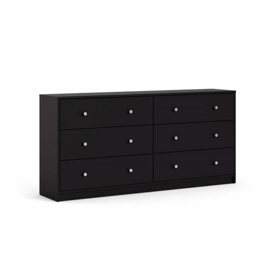 TVILUM May dobbelt kommode, m. 6 skuffer - sort folie og plastik