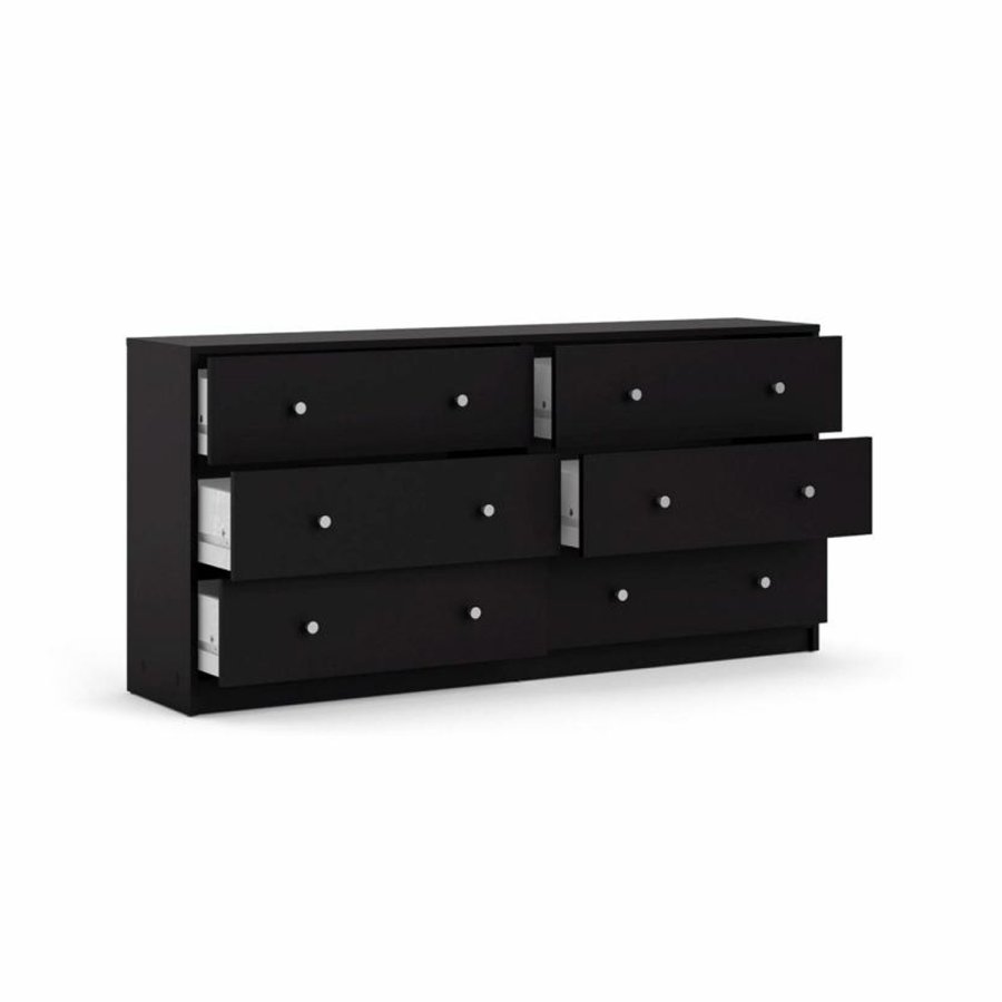 TVILUM May dobbelt kommode, m. 6 skuffer - sort folie og plastik