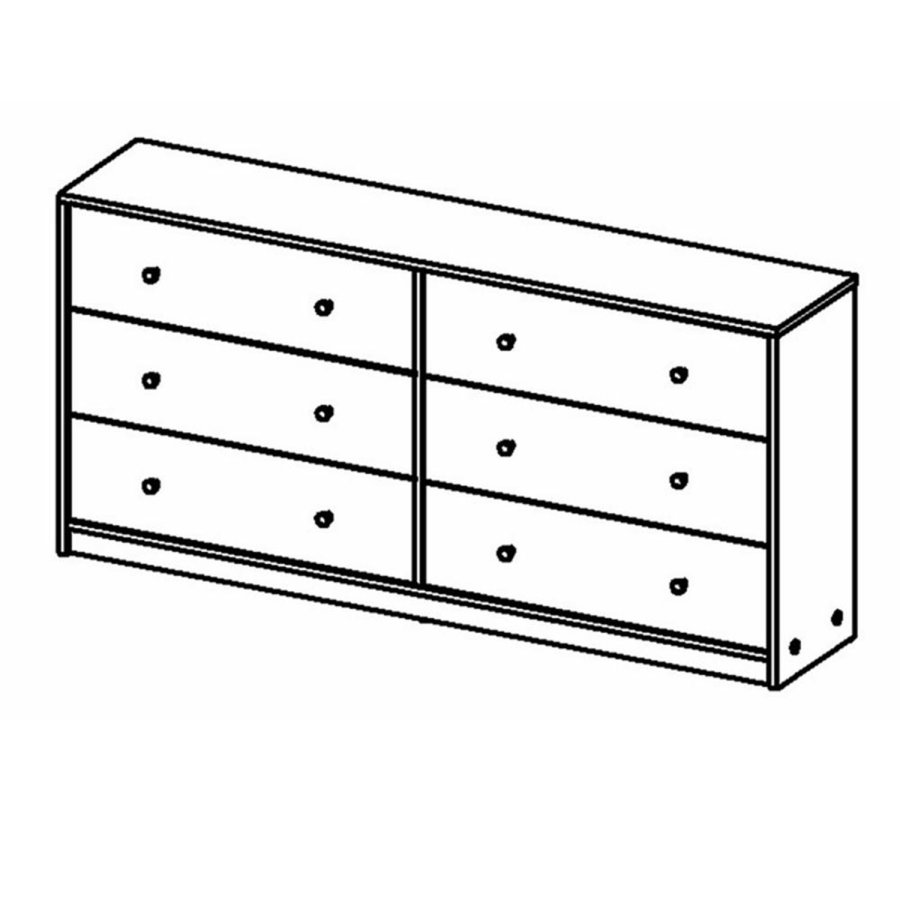 TVILUM May dobbelt kommode, m. 6 skuffer - sort folie og plastik