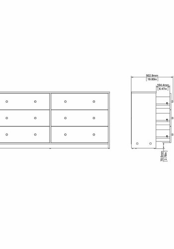 TVILUM May dobbelt kommode, m. 6 skuffer - sort folie og plastik