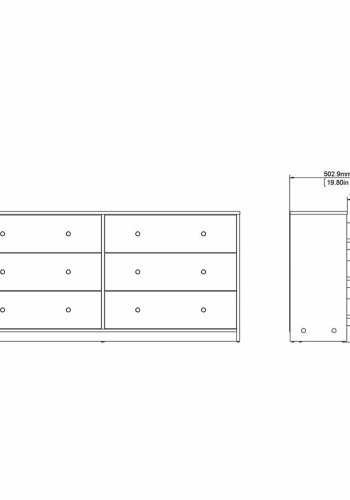 TVILUM May dobbelt kommode, m. 6 skuffer - natur folie og plastik