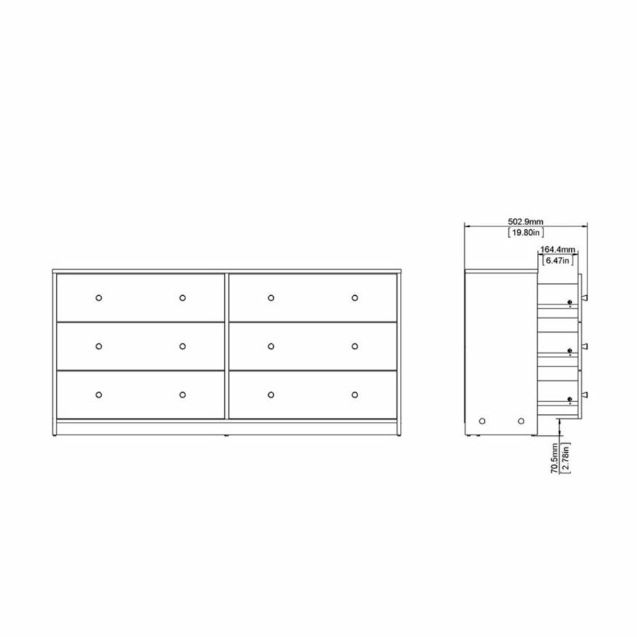 TVILUM May dobbelt kommode, m. 6 skuffer - natur folie og plastik