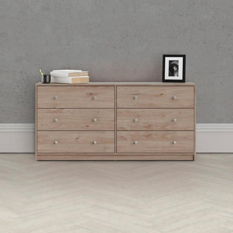 TVILUM May dobbelt kommode, m. 6 skuffer - natur folie og plastik