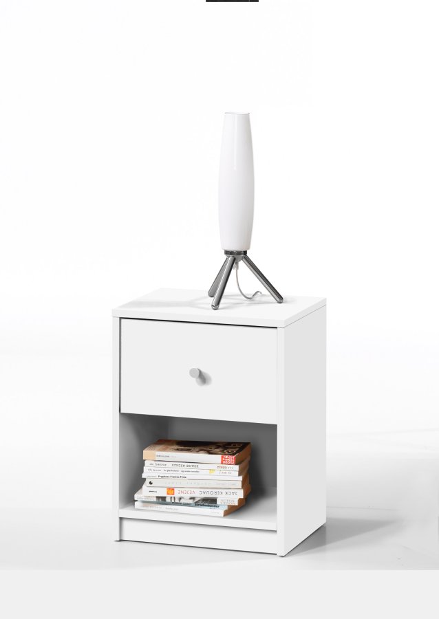 TVILUM May Natbord - hvidt tr, m. 1 skuffe og 1 rum