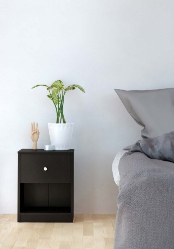 TVILUM May Natbord - sort tr, m. 1 skuffe og 1 rum
