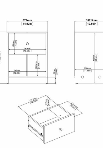 TVILUM May natbord, m. 1 rum og 1 skuffe - natur folie og plastik (37,9x30,1)