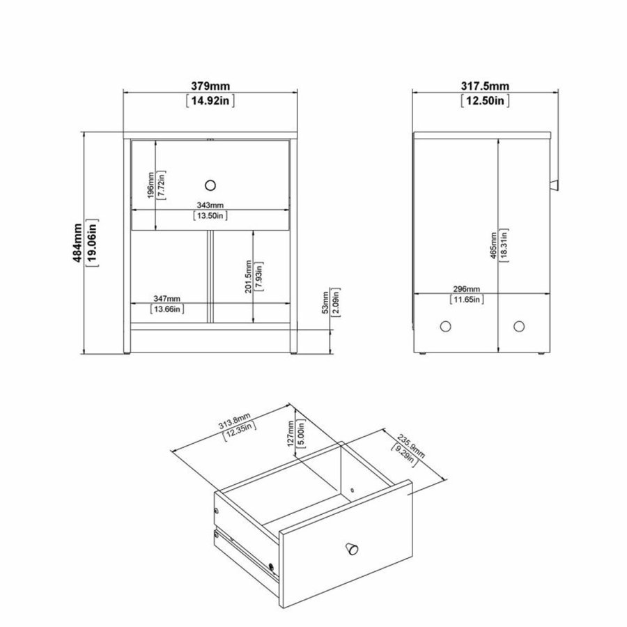 TVILUM May natbord, m. 1 rum og 1 skuffe - natur folie og plastik (37,9x30,1)