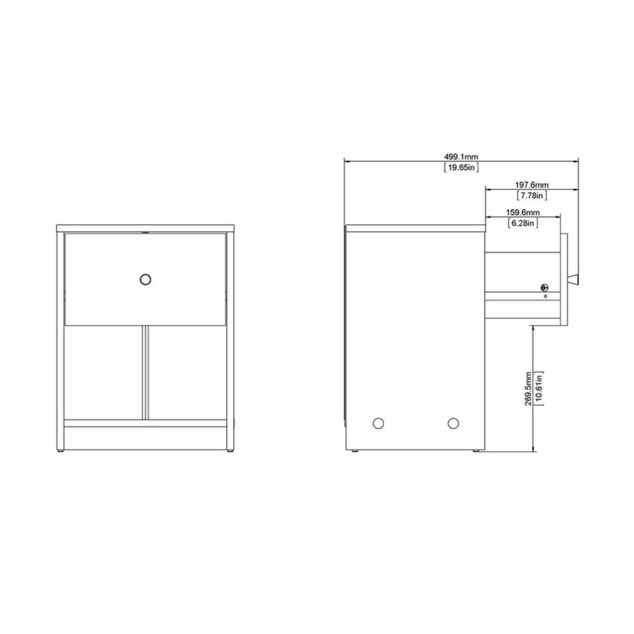 TVILUM May natbord, m. 1 rum og 1 skuffe - natur folie og plastik (37,9x30,1)