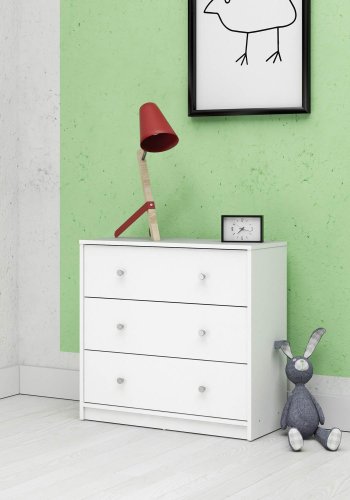 TVILUM May kommode - hvid tr, m. 3 skuffer