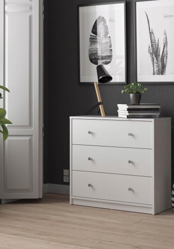 TVILUM May kommode - hvid tr, m. 3 skuffer