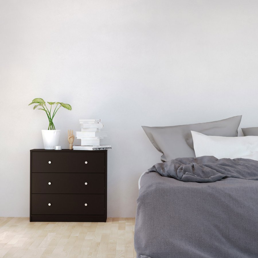 TVILUM May kommode - sort tr, m. 3 skuffer