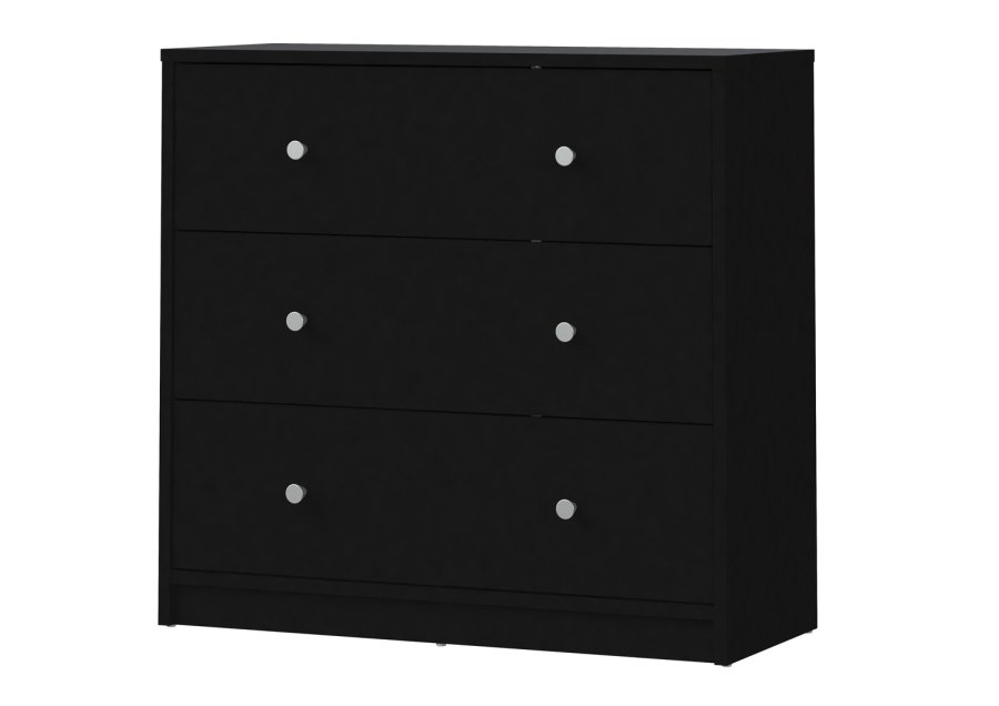 TVILUM May kommode - sort tr, m. 3 skuffer