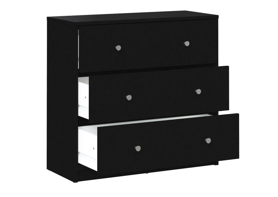 TVILUM May kommode - sort tr, m. 3 skuffer