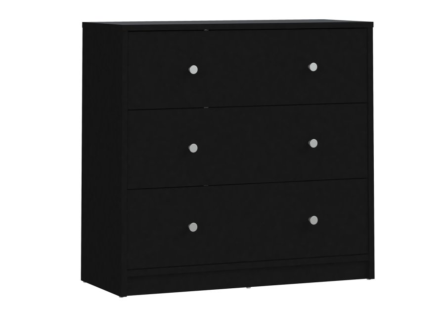 TVILUM May kommode - sort tr, m. 3 skuffer