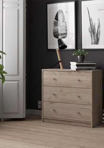 TVILUM May kommode, m. 3 skuffer - natur folie og plastik