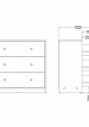 TVILUM May kommode, m. 3 skuffer - natur folie og plastik