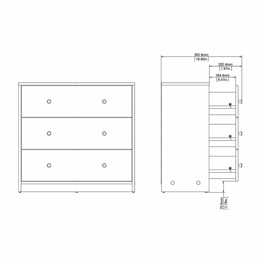 TVILUM May kommode, m. 3 skuffer - natur folie og plastik
