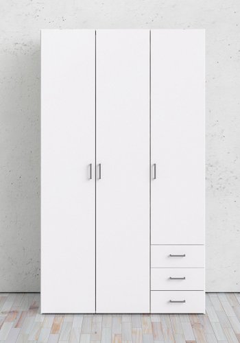 TVILUM Space garderobeskab - hvidt tr, m.3 lger og  3 skuffer