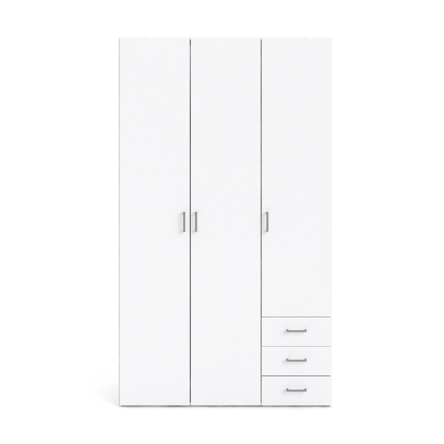 TVILUM Space garderobeskab - hvidt tr, m.3 lger og  3 skuffer