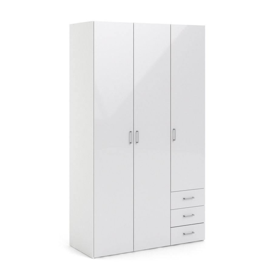 TVILUM Space garderobeskab - hvid hjglans tr, m. 3 lger og 3 skuffer
