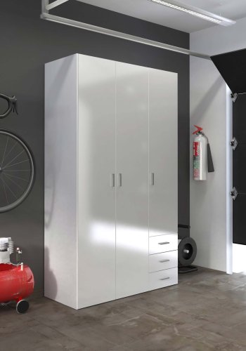 TVILUM Space garderobeskab - hvid hjglans tr, m. 3 lger og 3 skuffer