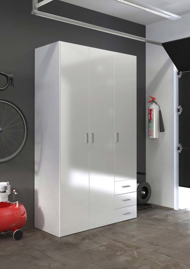 TVILUM Space garderobeskab - hvid hjglans tr, m. 3 lger og 3 skuffer