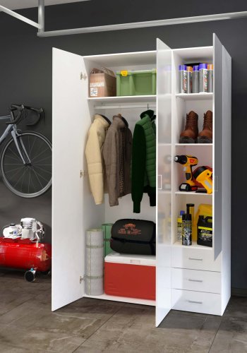 TVILUM Space garderobeskab - hvid hjglans tr, m. 3 lger og 3 skuffer