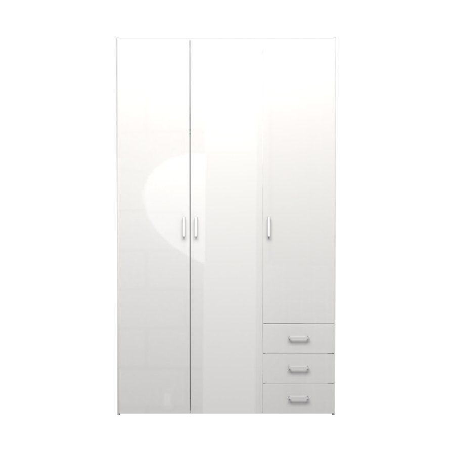 TVILUM Space garderobeskab - hvid hjglans tr, m. 3 lger og 3 skuffer