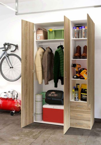 TVILUM Space garderobeskab - egestruktur, m. 3 lger og 3 skuffer