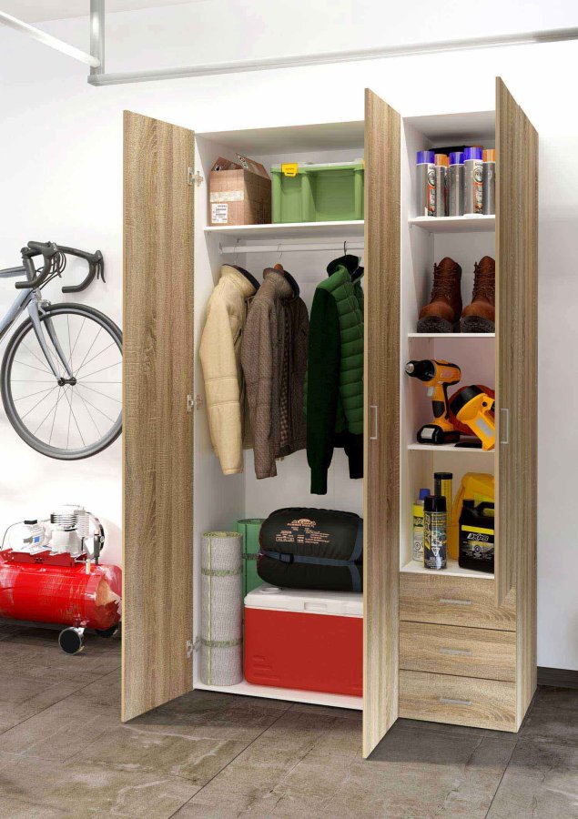 TVILUM Space garderobeskab - egestruktur, m. 3 lger og 3 skuffer