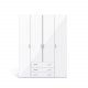 TVILUM Space garderobeskab - hvid/hvid hjglans, m. 4 lger og 3 skuffer