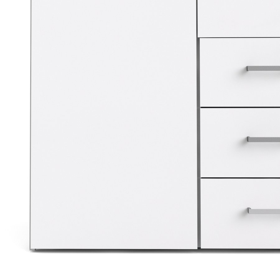 TVILUM Space garderobeskab - hvid/hvid hjglans, m. 4 lger og 3 skuffer