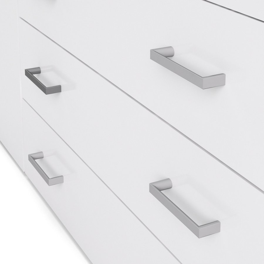 TVILUM Space garderobeskab - hvid/hvid hjglans, m. 4 lger og 3 skuffer