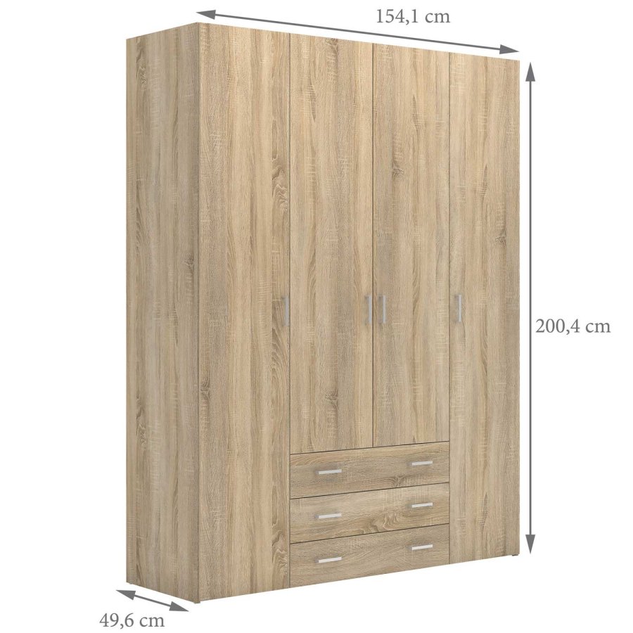 TVILUM Space garderobeskab - egestruktur, m. 4 lger og 3 skuffer