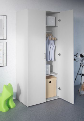 TVILUM Space garderobeskab - hvid tr, m. 2 lger og 2 hylder