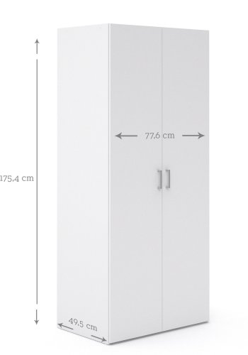 TVILUM Space garderobeskab - hvid tr, m. 2 lger og 2 hylder