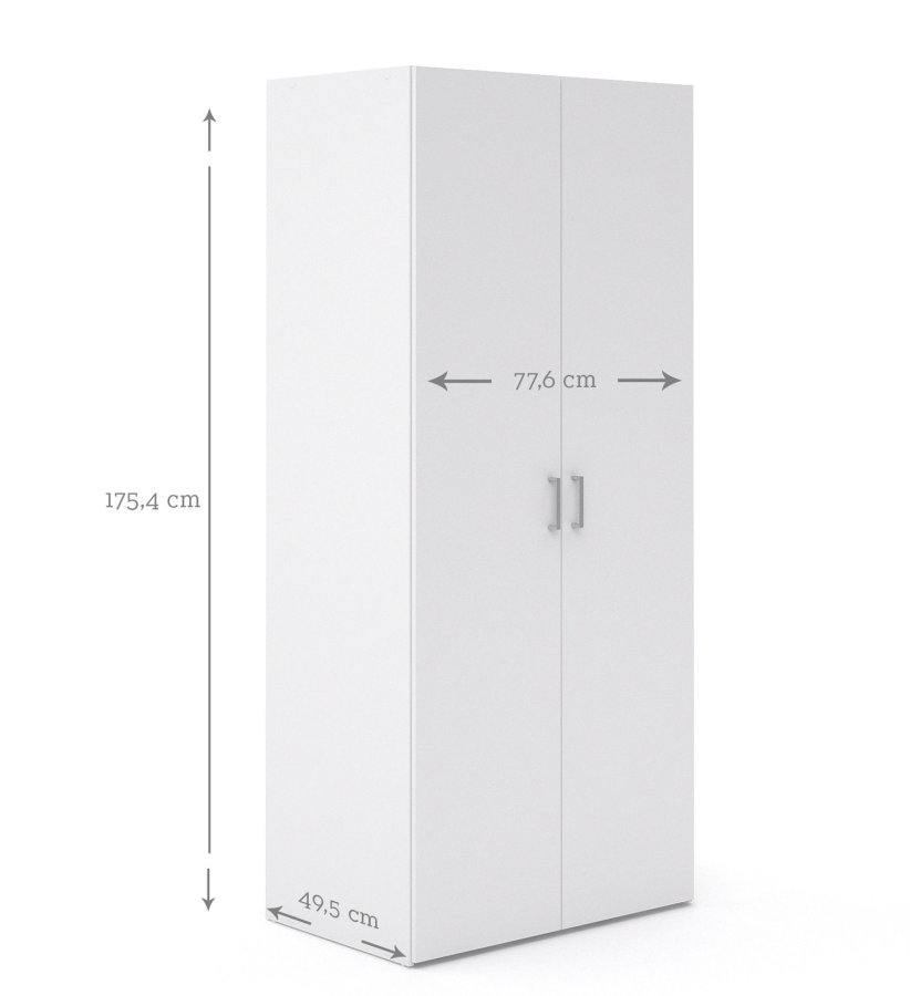TVILUM Space garderobeskab - hvid tr, m. 2 lger og 2 hylder