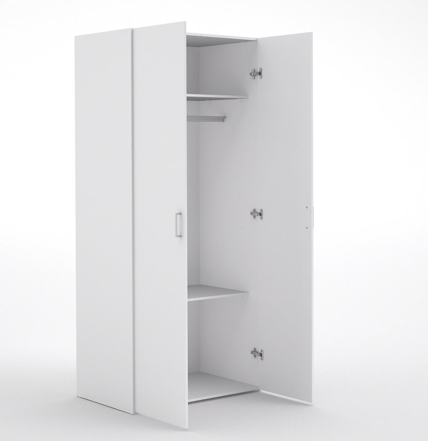 TVILUM Space garderobeskab - hvid tr, m. 2 lger og 2 hylder