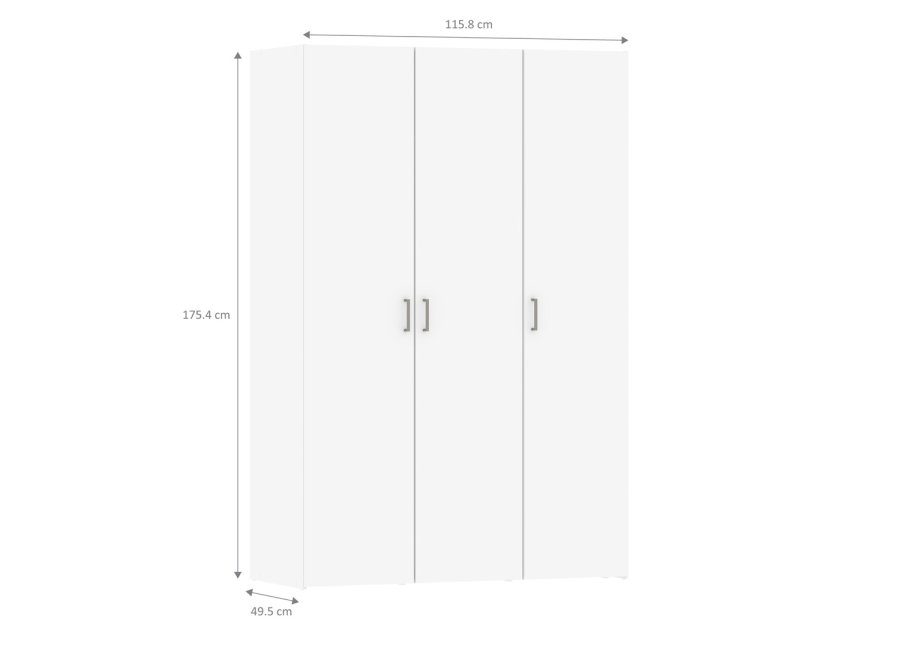 TVILUM Space garderobeskab - hvid tr m. 3 lge
