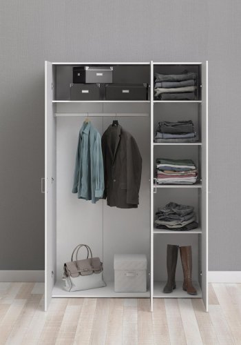 TVILUM Space garderobeskab - hvid tr m. 3 lge