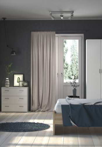 TVILUM Space sengebord - hvidt tr, m. 1 skuffe og 1 rum