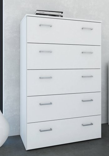 TVILUM Space kommode - hvidt tr, m. 5 skuffer 