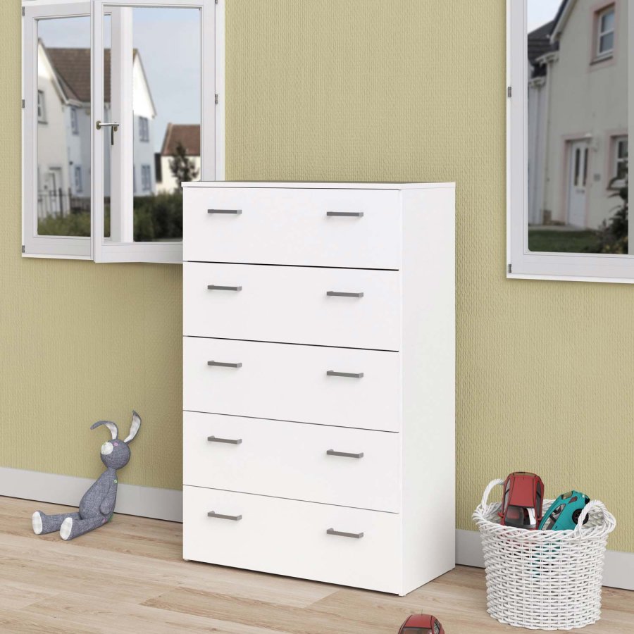 TVILUM Space kommode - hvidt tr, m. 5 skuffer 
