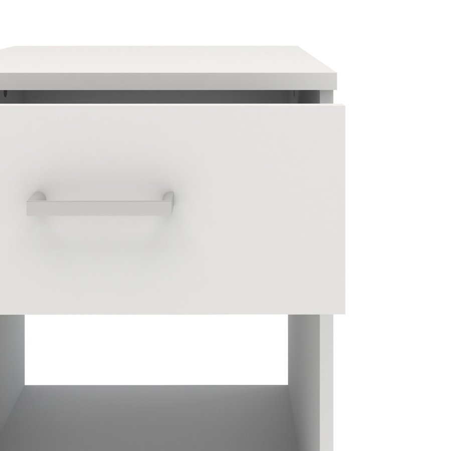 TVILUM Space sengebord - hvidt tr, m. 1 skuffe og 1 rum